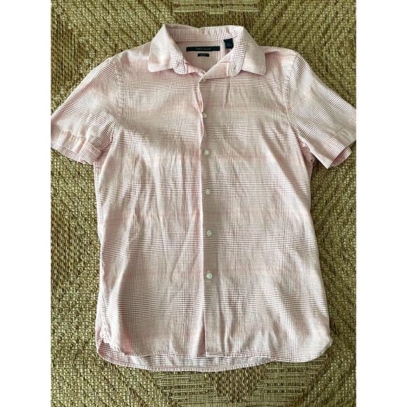 Perry Ellis Slim Fit 100% Cotton Button Front Red & White grid pattern SZ Small - Picture 1 of 7